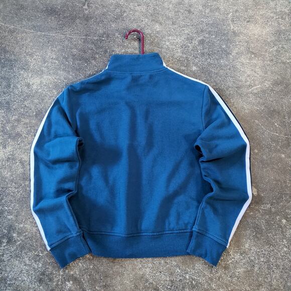 Adidas Crop Sweater Womens XS Blue Mock Neck Pocket Sweatshirt 1/4 Zip - Picture 3 of 8